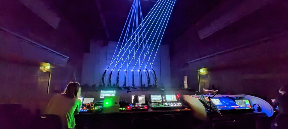 The L.A.S.E.R. being calibrated before the show